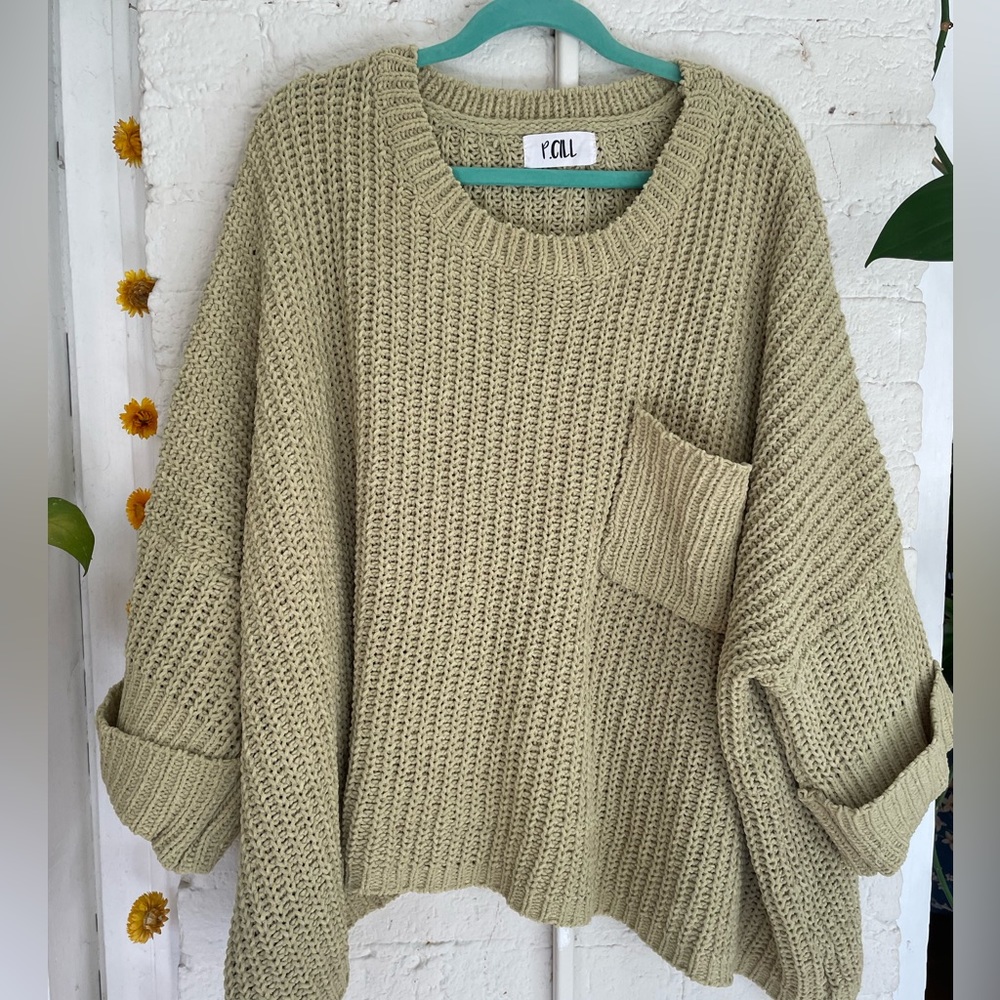 Oversized green chunky sweater